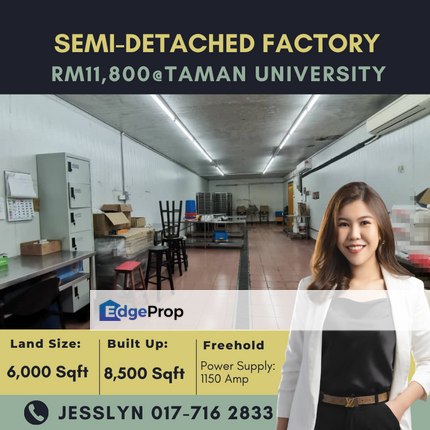 Taman Universiti, Skudai  Semi-Detached Factory For Rent, Johor, Skudai