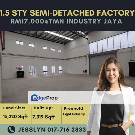 Taman Industry Jaya, 1.5 Storey Semi-Detached Factory, Johor, Skudai