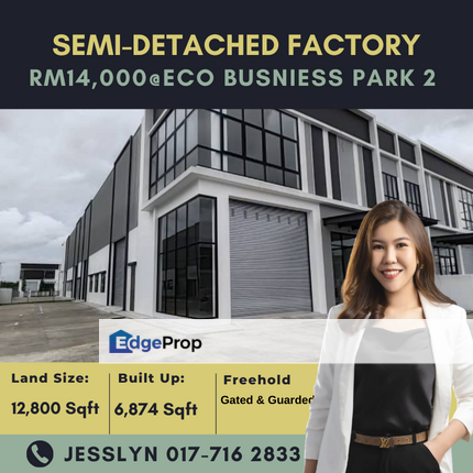 Eco Business Park 2, Semi-Detached Factory For Rent, Johor, Senai