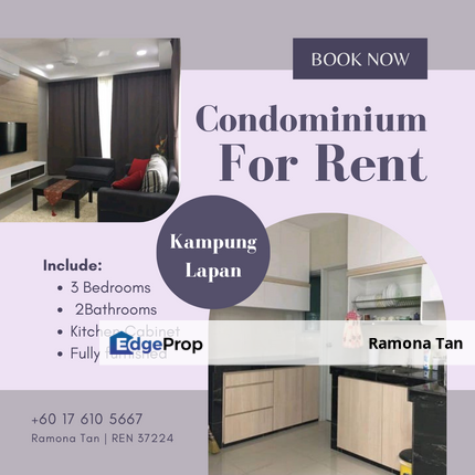 FULLY FURNISHED 3R2B Condo Kenanga Residence Kampung Lapan Tengkera Melaka, Melaka, Melaka Tengah