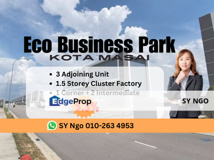 3 Adjoing Unit 1.5 Storey Cluster Factory High ROI 5.3% , Johor, Masai