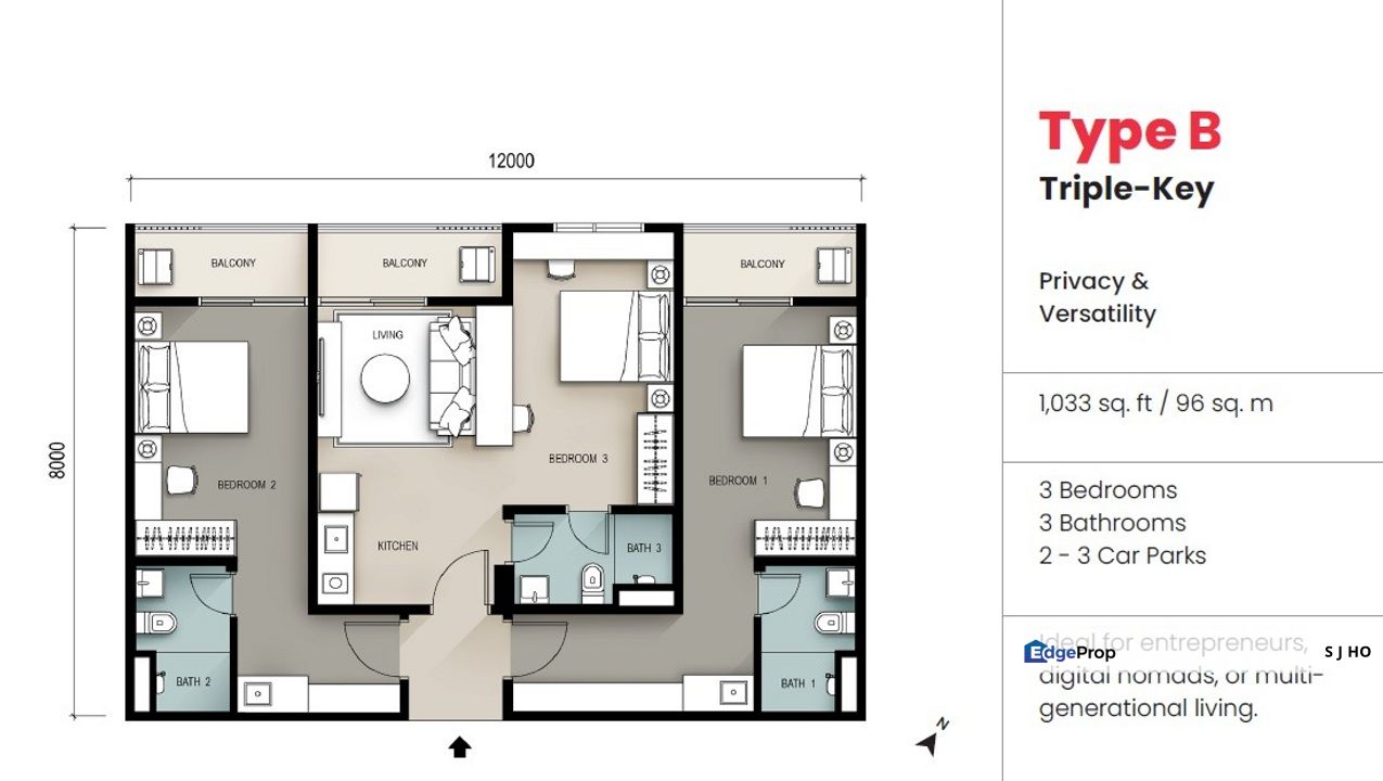 SEIRAS Residences - Penang Batu Kawan First Triple Key / Dual Key Condo, Penang, Seberang Perai