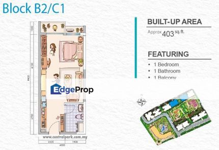 Studio unit at Central Park Tampoi For Sale, Johor, Johor Bahru