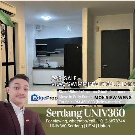 Reduced Price from 480k to 450k! 2+1 ROOMS Fully Furnished , Selangor, Seri Kembangan