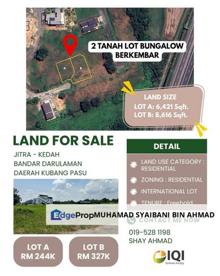 Land For Sale  2 Tanah Lot Bungalow Berkembar Location in Kolej Heights Utara Jitra, Kedah, Jitra