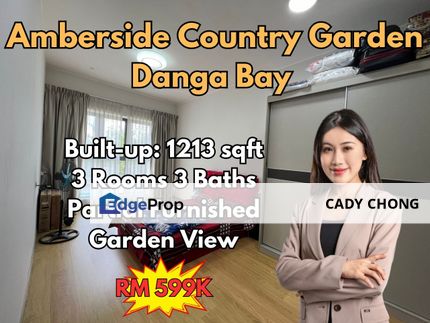 Amberside Country Garden @ Danga Bay 3 Bedrooms Low Floor Partial Furnished For Sale, Johor, Johor Bahru