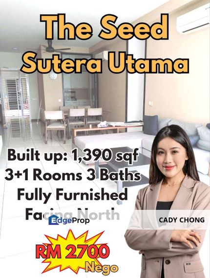 The Seed @ Sutera Utama 3+1 Bedrooms Condominium For Rent, Johor, Skudai