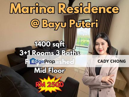 Marina Residence @ Bayu Puteri 3+1 Bedrooms Fully Furnished For Rent, Johor, Johor Bahru
