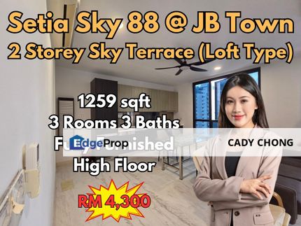 Setia Sky 88 @ JB Town 2 Storey Sky Terrace (Loft Type) For Rent, Johor, Johor Bahru