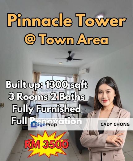 Pinnacle Tower @ JB Town 3 Bedrooms Fully Furnished For Rent, Johor, Johor Bahru