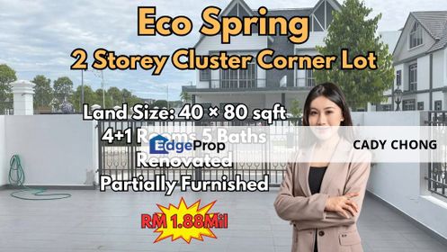 Eco Spring Double Storey Cluster House Corner Lot Renovated Unit For Sale, Johor, Johor Bahru