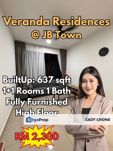 Veranda Residences @ JB Town 1+1 Bedrooms Fully Furnished For Rent, Johor, Johor Bahru
