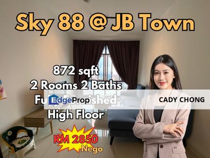 Sky 88 @ JB Town 2 Bedrooms Fully Furnished For Rent, Johor, Johor Bahru