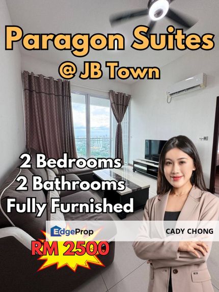 Paragon Suites @ JB Town 2 Bedrooms Fully Furnished For Rent, Johor, Johor Bahru