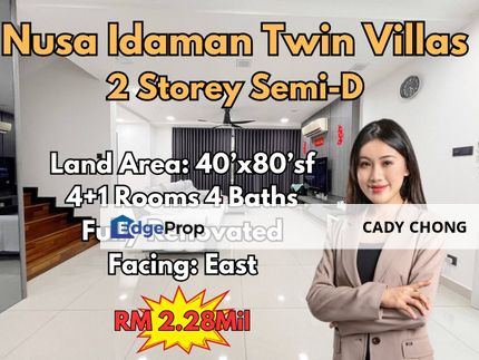 Nusa Idaman Twin Villas Double Storey Semi-D Fully Renovated Unit For Sale, Johor, Nusajaya