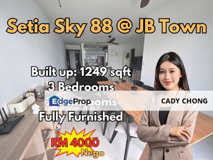 Setia Sky 88 @ JB Town 3 Bedrooms Fully Furnished For Rent, Johor, Johor Bahru