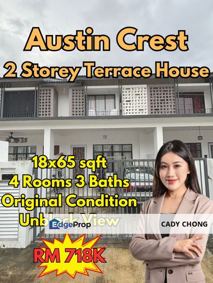 Austin Crest @ Ruby Double Storey Terrace House Original Condition For Sale, Johor, Johor Bahru