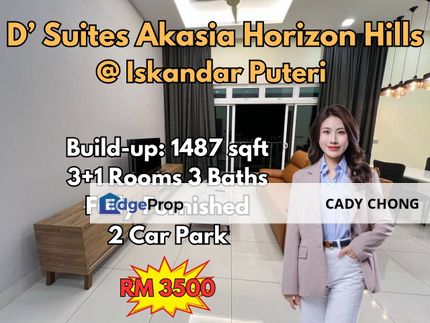 D’ Suites Akasia Horizon Hills 3+1 Bedrooms Fully Furnished For Rent, Johor, Horizon Hills