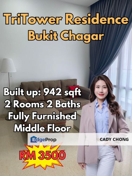 TriTower Residence @ JB Town 2 Bedrooms Fully Furnished For Rent, Johor, Johor Bahru