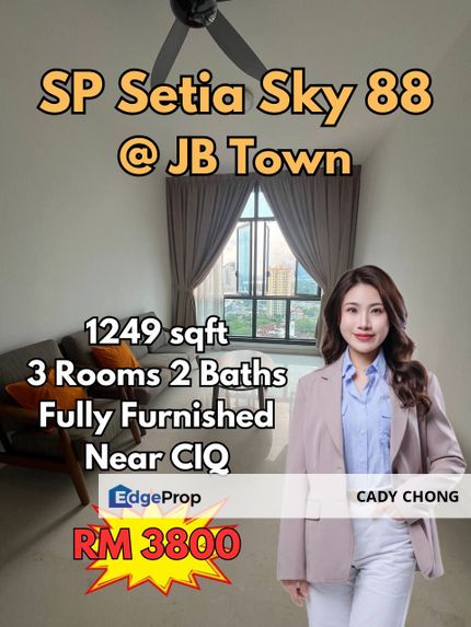Setia Sky 88 @ JB Town 3 Bedrooms Fully Furnished For Rent, Johor, Johor Bahru