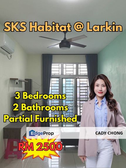 SKS Habitat @ Larkin 3 Bedrooms Partial Furnished Unit For Rent, Johor, Johor Bahru
