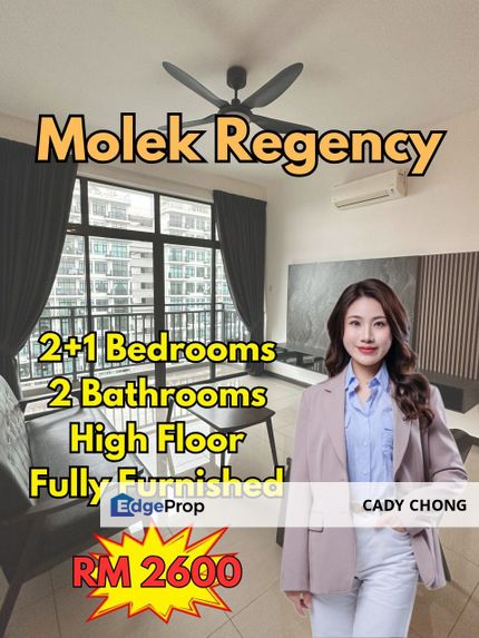 Molek Regency 2+1 Bedrooms High Floor Fully Furnished Unit For Rent, Johor, Johor Bahru