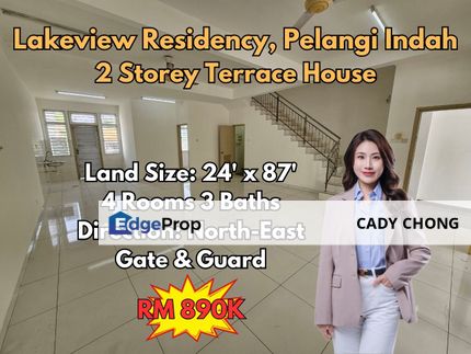 Pelangi Indah Lakeview Residency Double Storey Terrace House For Sale, Johor, Ulu Tiram