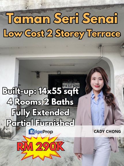 Taman Seri Senai Double Storey Low Cost House Fully Extended For Sale, Johor, Senai