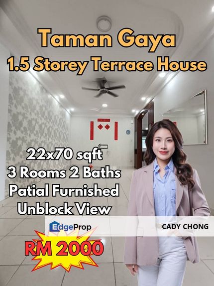 Taman Gaya 1.5 Storey Terrace House For Rent, Johor, Ulu Tiram