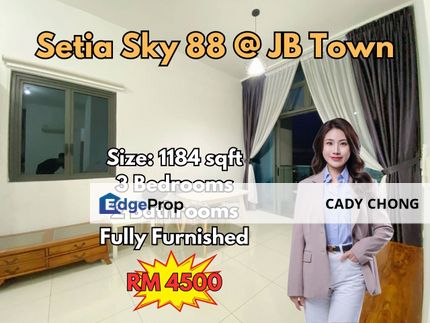 Setia Sky 88 @ JB Town 3 Bedrooms Fully Furnished Unit For Rent, Johor, Johor Bahru