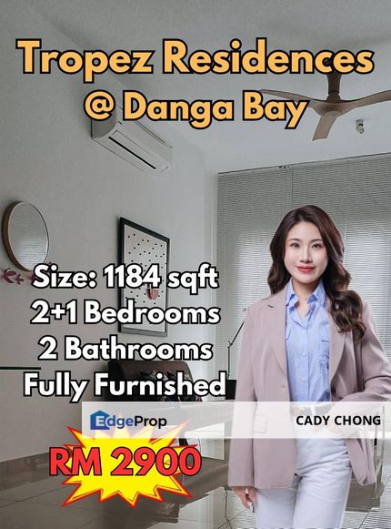 Tropez Residences @ Danga Bay 2+1 Bedrooms Fully Furnished Unit For Rent, Johor, Johor Bahru