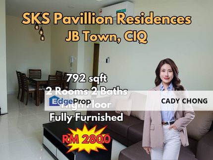 SKS Pavillion Residences @ JB Town 2 Bedrooms Fully Furnished Unit For Rent, Johor, Johor Bahru