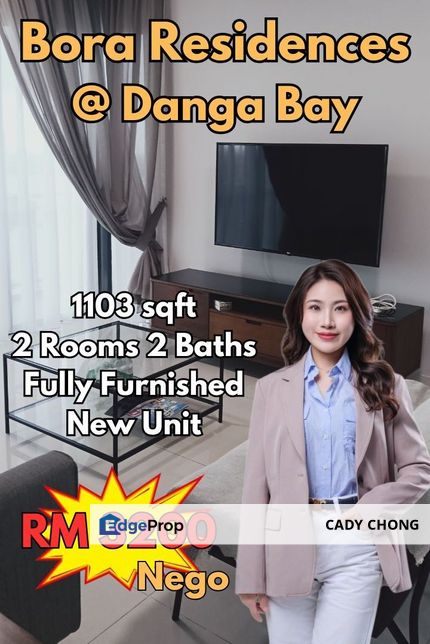 Bora Residence @ Danga Bay 2 Bedrooms Fully Furnished Unit For Rent, Johor, Johor Bahru