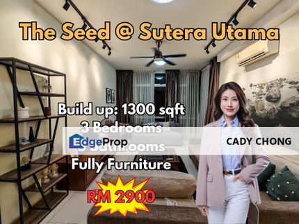 The Seed @ Sutera Utama 3 Bedrooms Fully Furnished Unit For Rent, Johor, Skudai
