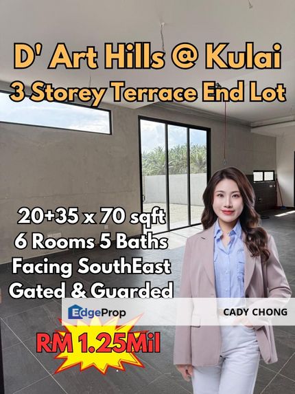 D'Art Hills Kulai 3 Storey Terrace House End Lot For Sale, Johor, Kulai