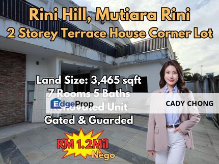 Rini Hill Mutiara Rini Double Storey Terrace House Corner Lot Renovated Unit For Sale, Johor, Skudai