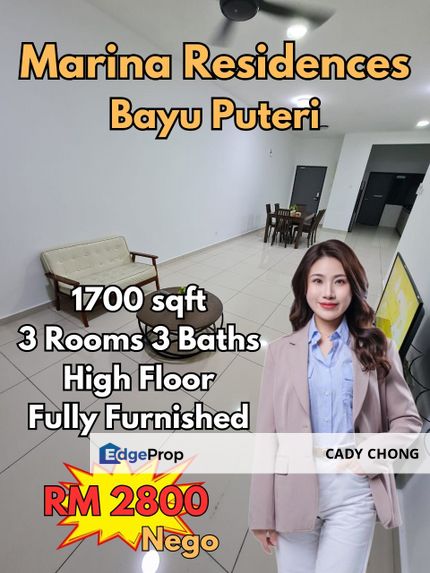 Marina Residences 3 Bedrooms High Floor Fully Furnished Unit For Rent, Johor, Johor Bahru