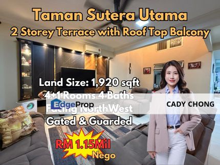 Sutera Utama Double Storey Terrace with Roof Top Balcony For Sale, Johor, Skudai