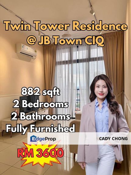 Twin Tower Residence @ JB Town Fully Furnished Unit For Rent, Johor, Johor Bahru