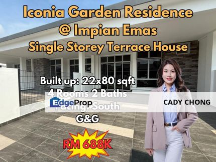 Iconia Garden Residence @ Impian Emas Single Storey Terrace House For Sale, Johor, Skudai
