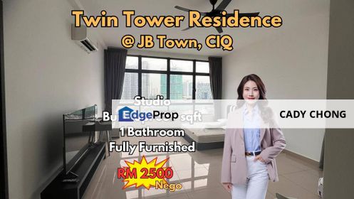 Twin Tower Residence Fully Furnished Studio For Rent, Johor, Johor Bahru