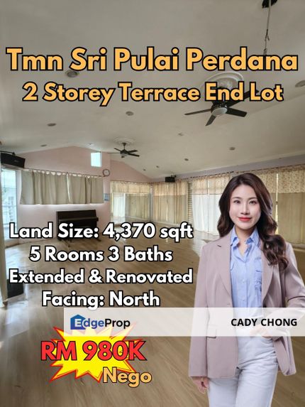 Taman Sri Pulai Perdana Double Storey Terrace House End Lot Extended & Renovated For Sale, Johor, Skudai