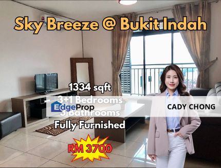 Sky Breeze @ Bukit Indah 3+1 Bedrooms Fully Furnished For Rent, Johor, Johor Bahru