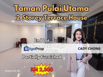 Pulai Utama Double Storey Terrace House End Lot For Rent, Johor, Skudai