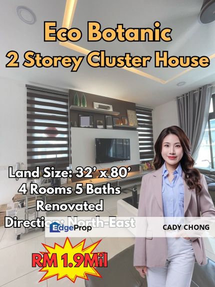 Eco Botanic Double Storey Cluster House Renovated Unit For Sale, Johor, Nusajaya