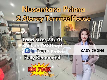 Nusantara Prima Double Storey Terrace House Fully Renovated Unit For Sale, Johor, Nusajaya