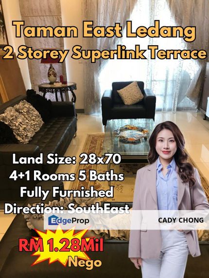 East Ledang Double Storey Superlink Fully Furnished Unit For Sale, Johor, Nusajaya