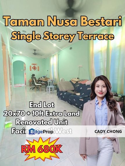 Nusa Bestari Single Storey Terrace House End Lot Renovated Unit For Sale, Johor, Skudai
