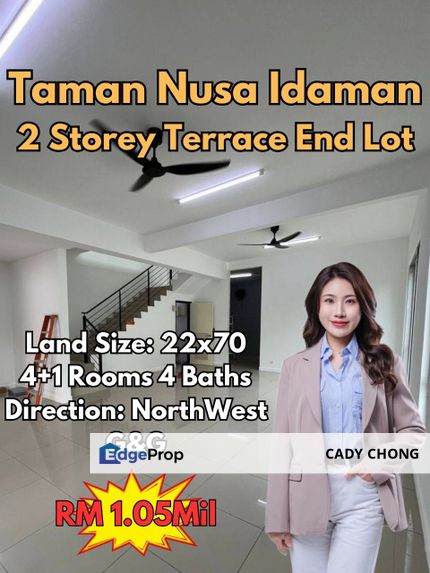 Nusa Idaman Double Storey Terrace House End Lot For Sale, Johor, Nusajaya
