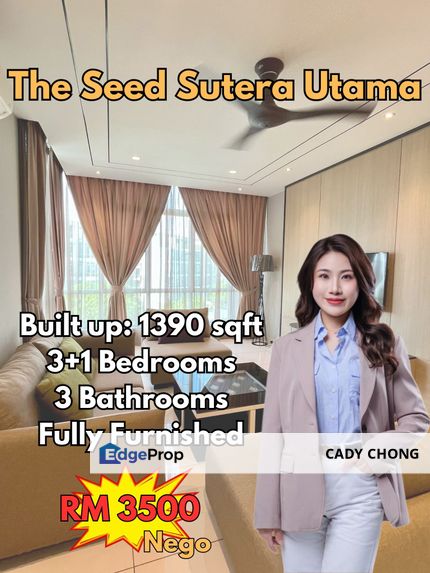 The Seed Sutera Utama 3+1 Bedrooms Fully Furnished Unit For Rent, Johor, Skudai